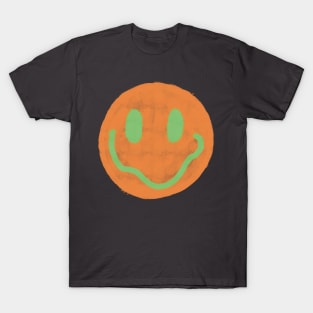 Orange and Green Vintage Smiley Face T-Shirt